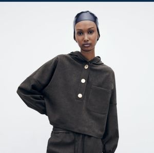 Zara hooded crop top jacket top